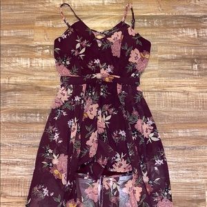 Burgundy romper with train